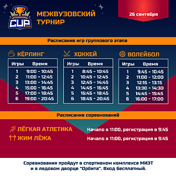 С 26 по 27 сентября в Зеленограде состоится второй спортивный межвузовский турнир University cup 2020