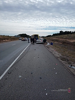 На трассе в Волгоградской области иномарка столкнулась с фурой